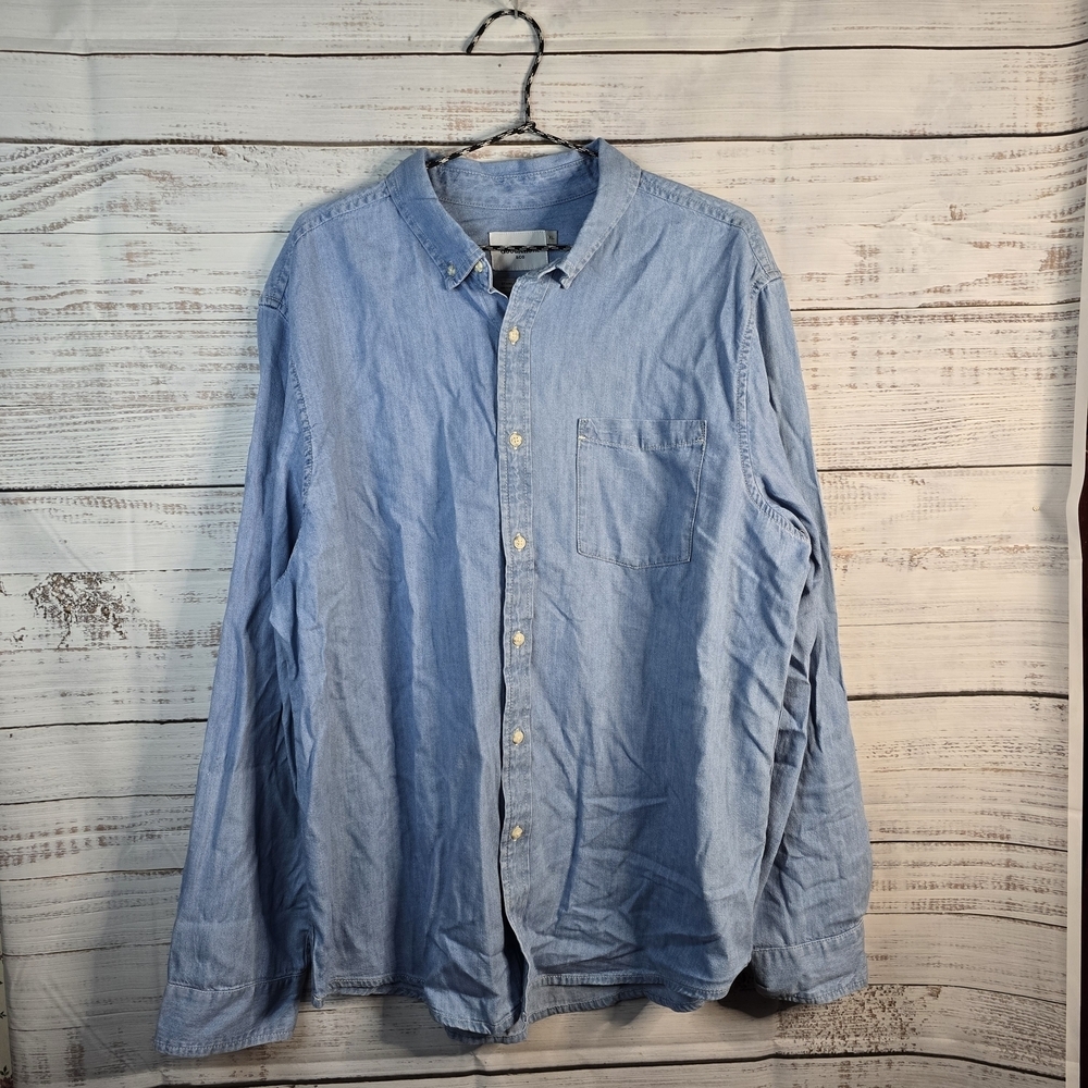 Goodfellow NWOT Blue Denim Button-down Longsleeve Casual Dress Shirt Mens XL
